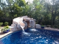 Fiberglass Pool with Rock Waterfall Slide